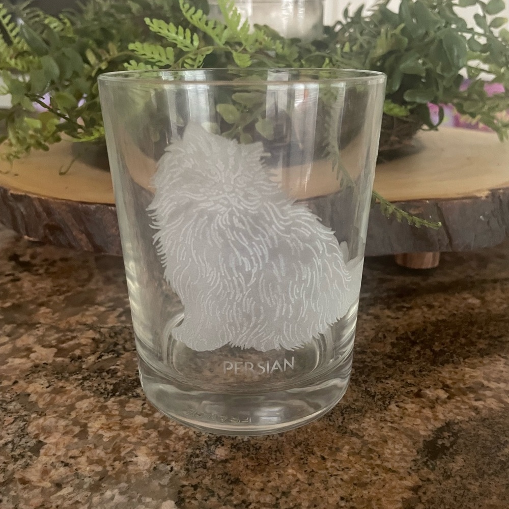 SAKOWITZ PERSIAN CAT RARE ETCHED GLASS CUP
